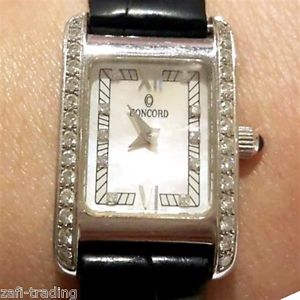 Authentic CONCORD 18K White Gold set with Natural White Diamond Women's Watch