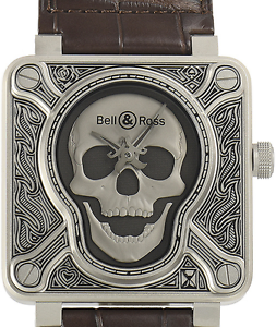 BR-01-92-BURNING-SKULL 500 LIMITED BELL & ROSS AUTOMATIC Watch Rare 46mm
