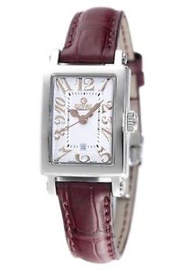 Gevril Women's 8045R Super Mini White Dial Brown Leather Wristwatch