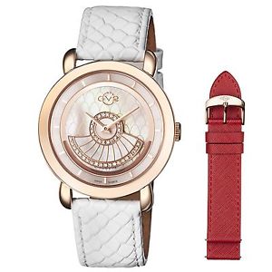 Gv2 By Gevril Women's 3601 Catania Diamonds Rose-Gold IP Leather Wristwatch
