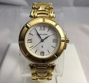 18k Solid Yellow Gold Philippe Charriol Large Size Quartz Round Watch COMPLETE