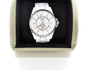 Chanel Automatic Watch J12 White Ceramic OPALINE DIAL DIAMOND Stainless Steel