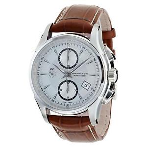 HAMILTON MEN'S BROWN LEATHER BAND STEEL CASE AUTOMATIC ANALOG WATCH H32616553