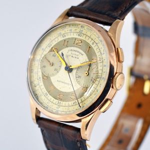 Chronograph Swiss, All Original, 18k Solid Gold, 1950s Gents Watch