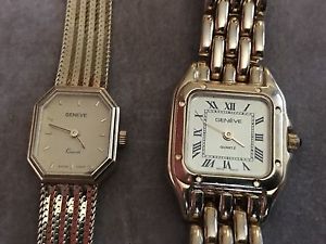 14K Solid Gold Geneva Ladies Watches Quartz Swiss