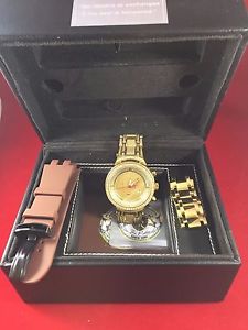 Joe Rodeo Gold Tone 7.35 ct Diamond Watch Master JJM22 comes w/box works perfect