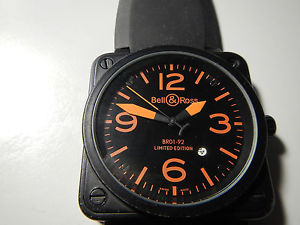 BELL & ROSS BR 01-92 AVIATION Limited Edition AUTOMATIC Orange CARBON KAUTSCHUK