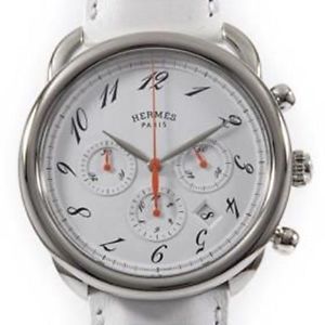 Hermes AR4.910 Arceau Chronograph Stainless Steel Automatic Watch White Used