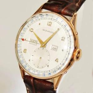 AUTHENTIC MOVADO 18K SOLID GOLD TRIPLE CALENDAR CAL. 470 MANUAL WIND SWISS WATCH