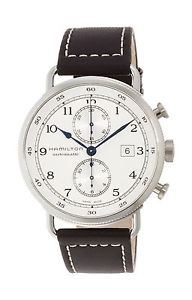 Hamilton Men's Swiss Automatic Stainless Steel and Leather Casual Watch C... New