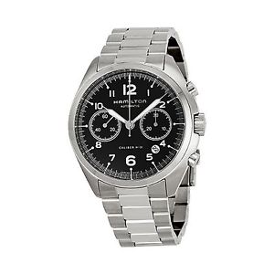 Hamilton Pilot Pioneer Automatic Chronograph Black Dial Stainless Steel M... New