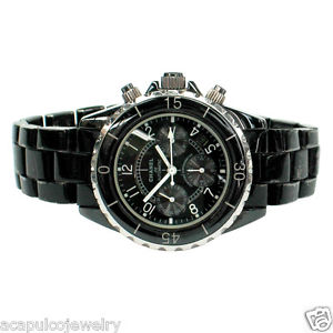 CHANEL J12 Automatic Stainless Black Ceramic Unisex Chronometer Watch Pre-Owned