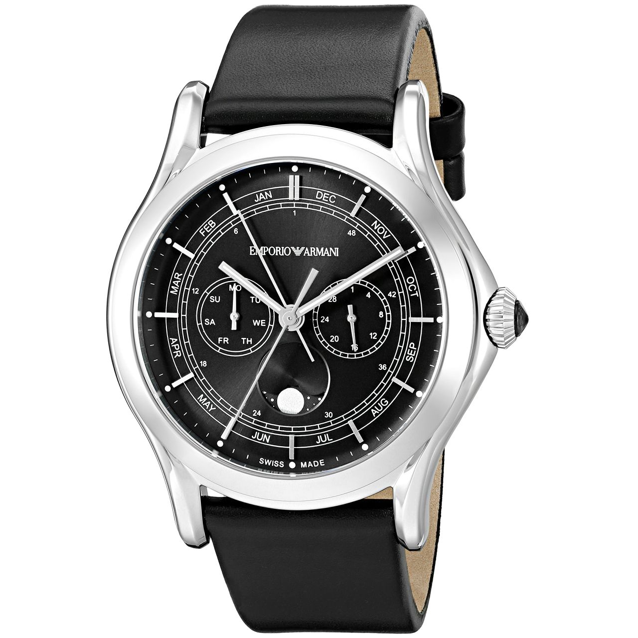 Emporio Armani Swiss Made Men's ARS4200 Analog Display Swiss Quartz Black Watch