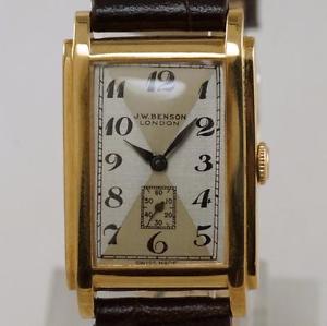 J.W.Benson 9ct Solid Gold Men's / Ladies 15 Jewel Manual Vintage 1940's Watch