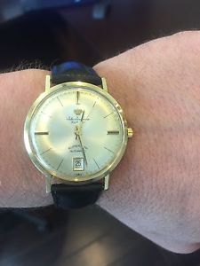 Extremely Rare 6 O'clock Date JULES JURGENSEN Mens 14K Gold Super Thin Watch