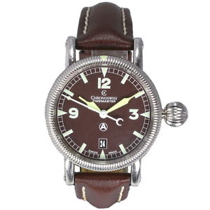 Gents Chronoswiss Timemaster Stainless Steel Leather Strap Watch CH2833