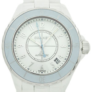Free Shipping Pre-owned CHANEL J12 White Ceramic Soft Blue World Limited 1200