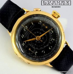 Gallet - National Park Chronograph Military black dial yellow gold 18KT 1910’s