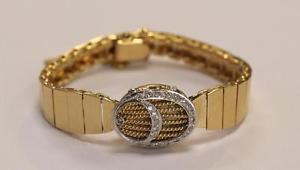 Ladies Geneve 14K Gold Hidden/Hunter Dial Case 21 Diamonds Wristwatch Safety Ch.