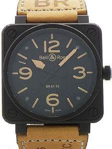 BELL&ROSS Heritage BR01-92HERI-CA SS Leather Black Dial Auto Mens FS MC #1306