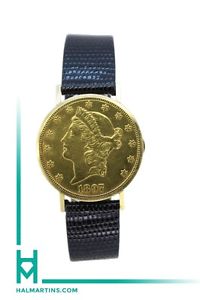 Eska 20.00 18K Yellow Gold Coin Watch - Flip out silver dial manual wind