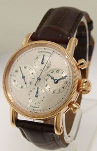 Chronoswiss 18K Rose Gold Watch, Brown Crocodile with Gold Deployant Buckle