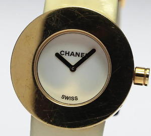 CHANEL La Ronde H0584 18K solid gold Leather Ladies Quartz Vintage Watch_339758
