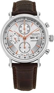 Alexander Statesman Men's SS Black Leather Swiss Auto Chronograph Watch A474-03