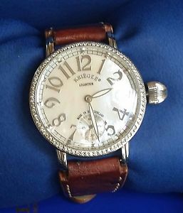 Krieger Gigantium diamond brown leather men's watch. JUST APPRAISED FOR 3500!