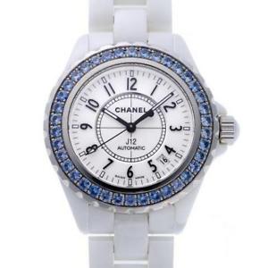 Free Shipping Pre-owned CHANEL J12 White Ceramic Sapphire Automatic Roll H1180