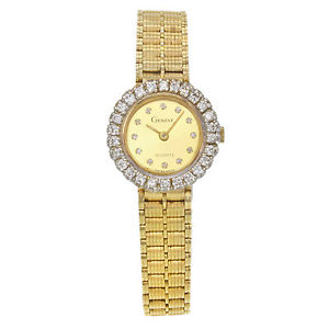 Geneve 14K Gelb Gold & Brauch Diamant Quarz Damen Armbanduhr