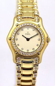 18k Gold Ebel with Diamond Bezel and Diamond Band Watch 1911
