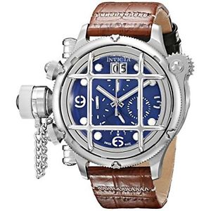 Invicta 17335 Mens Blue Dial Analog Quartz Watch with Leather Strap