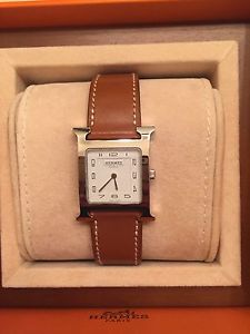 AUTHENTIC HERMES HEURE H MM WATCH -Worn Twice!  (Incl. extra strap in black)