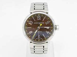 Free Shipping Pre-owned LOUIS VUITTON Tambour GMT Q1131 Brown SS × SS AT