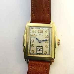 1931 Illinois "Baronet" 14 kt YG 601 23 jewel 6/0  Deco wristwatch