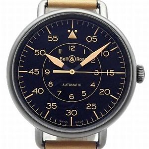 BELL&ROSS Heritage WW1-92SP SS Leather Black Dial Auto Mens Free Ship MC #1060