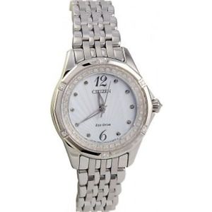 Citizen EM0370-51A Womens White Dial Watch with Stainless Steel Strap