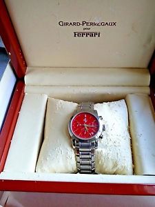 Girard Perregaux Ferrari Steel Chronograph Red Dial Watch 38mm  #8020