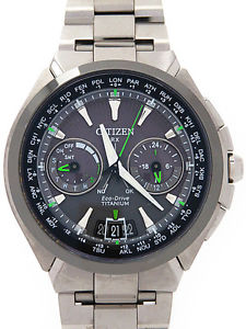 Auth CITIZEN Attesa Eco-drive CC1086-50E Solar Quartz Titanium Men's watch