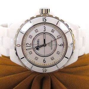 CHANEL J12 Automatic White Ceramic Stainless Steel Diamond Dial Women`s Watch