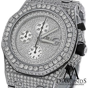 Full Diamonds Audemars Piguet Royal Oak Offshore Watch Diamond Dial