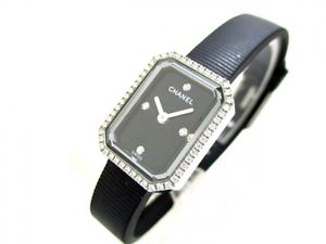Free Shipping Pre-owned CHANEL Première H2434-S Quartz Black With Genuine BOX