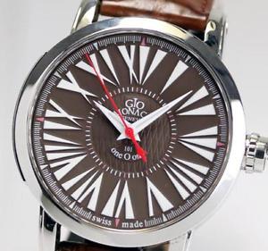 Auth GIO MONACO One-O-One 101TH Automatic SS x Leather Men's watch
