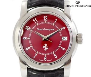 Auth GIRARD PERREGAUX Ferrari 8025 Automatic SS x Leather Men's watch