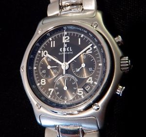 EBEL 1911 Men's Stainless Steel Chronograph Watch E9137240 w/Grey Case NOS Cond.
