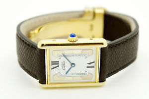 CARTIER Vermeil De Tanque plata 925 dorada Cuarzo Reloj de mujer Ref. 590005