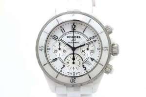 Free Shipping Pre-owned CHANEL J12 Chronograph H1007 White Ceramic 41mm