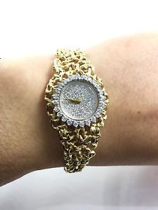Ladie's  Art Deco Geneve 14K Yellow Gold Diamond Watch