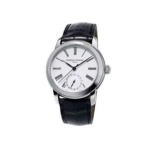 Frederique Constant Men's 42mm Black Leather Band Steel Case Automatic Silver-To